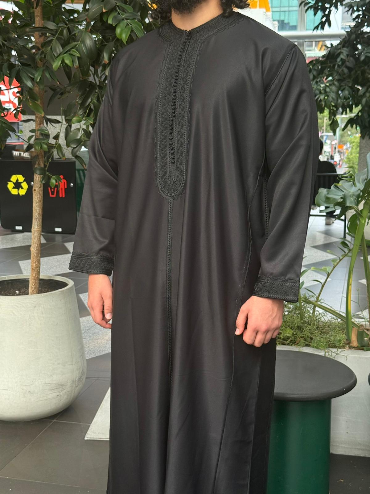 Premium Moroccan Thobe - Black